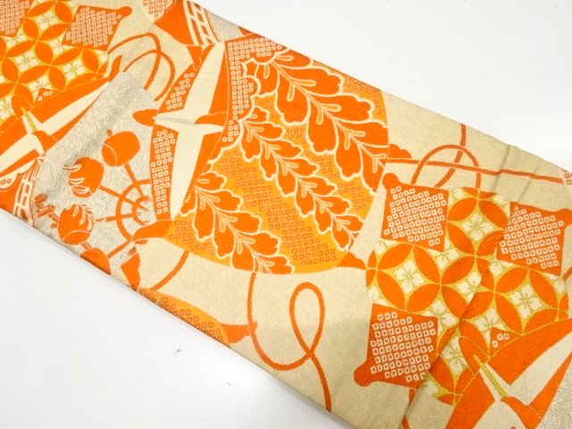 JAPANESE KIMONO / ANTIQUE OBI FOR KIDS / WOVEN WISTERIA